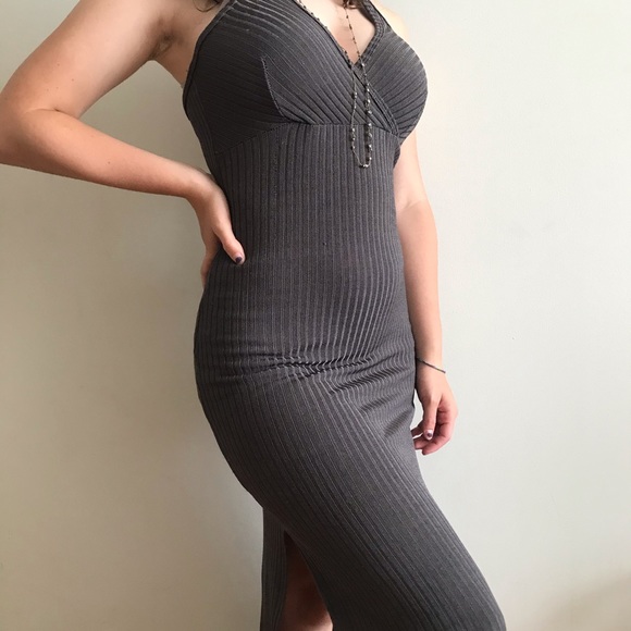 Soft Cotton Maxi Dark Grey Dress - Picture 2 of 4